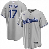 Men's Los Angeles Dodgers #17 Shohei Ohtani Gray Cool Base Jersey Dzhi,baseball caps,new era cap wholesale,wholesale hats
